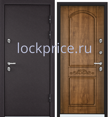 Термодверь TOREX SNEGIR 60 MP RAL 8019 (горячий шоколад)/TS-5 Дуб медовый